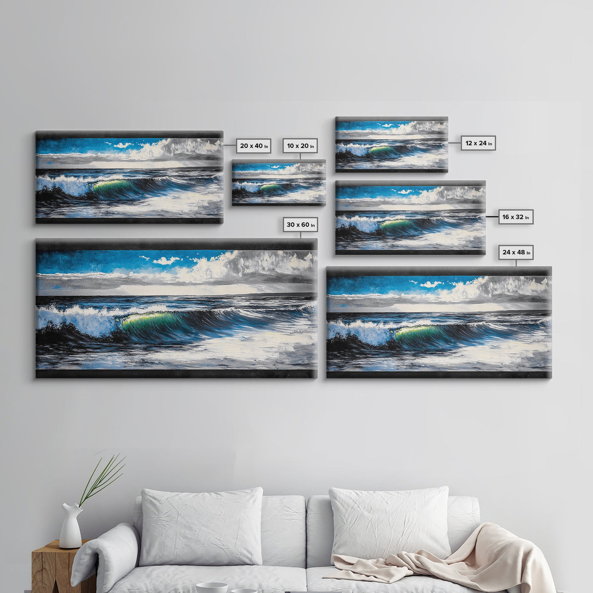 Ocean Wave, Blue Water, Wall Art, Framed Canvas Print, Coastal Decor, Large Beach Print, Nautical Art, Living Room Wall Art