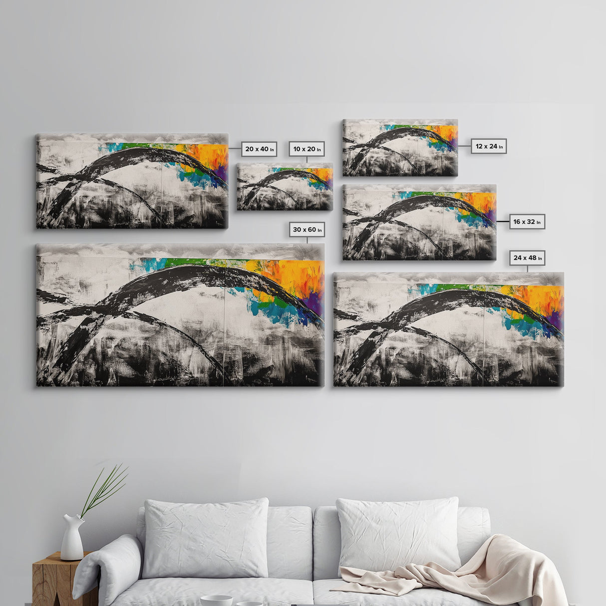 Abstract Arch, Black and White Art, Minimalist Style, Modern Abstract, Contemporary Painting, Neutral Tones, Office Wall, Canvas Print