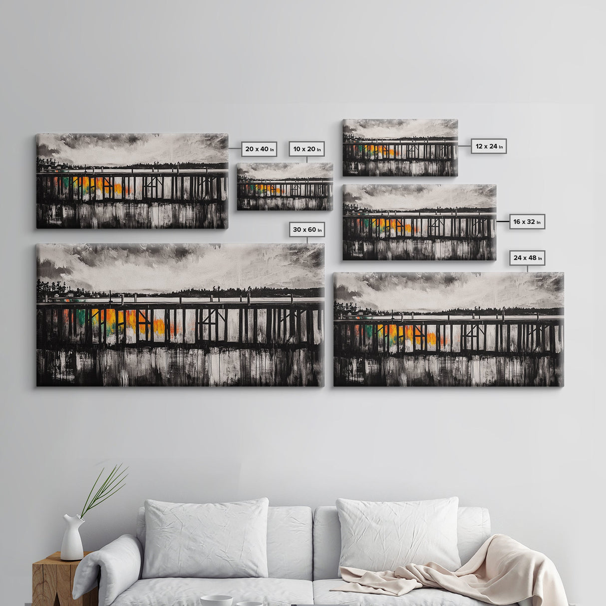 Wooden Pier, Lake House Art, Nautical Canvas Print, Black and White Art, Rustic Home Decor, Nature Artwork, Coastal Wall Art