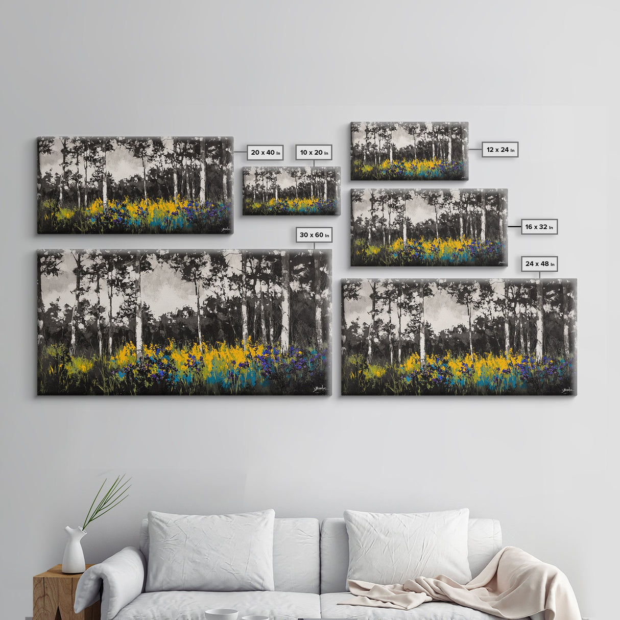 Forest Meadow, Wildflower Wall Art, Nature Canvas Print, Botanical Artwork, Rustic Home Decor, Fall Landscape, Living Room Wall Art