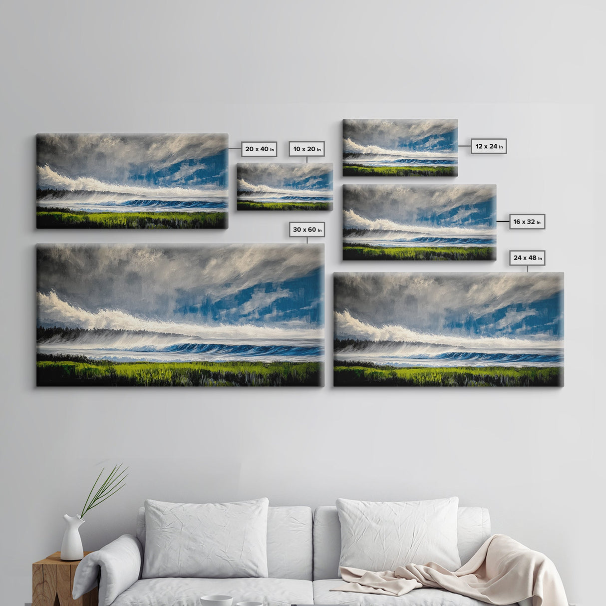 Deep Blue Ocean, Crashing Waves, Coastal Beauty, Canvas Print, Modern Beach Art, Nautical Home Decor, Living Room Wall Art, Bold Colors