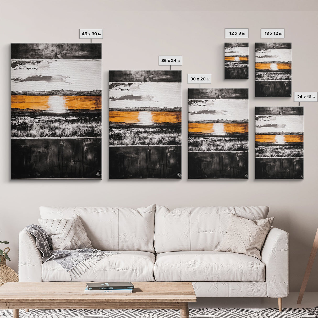 Abstract Horizon, Golden Light, Modern Landscape, Framed Canvas Print, Minimalist Wall Art, Office Decor, Contemporary Sunset, Fall Vibes