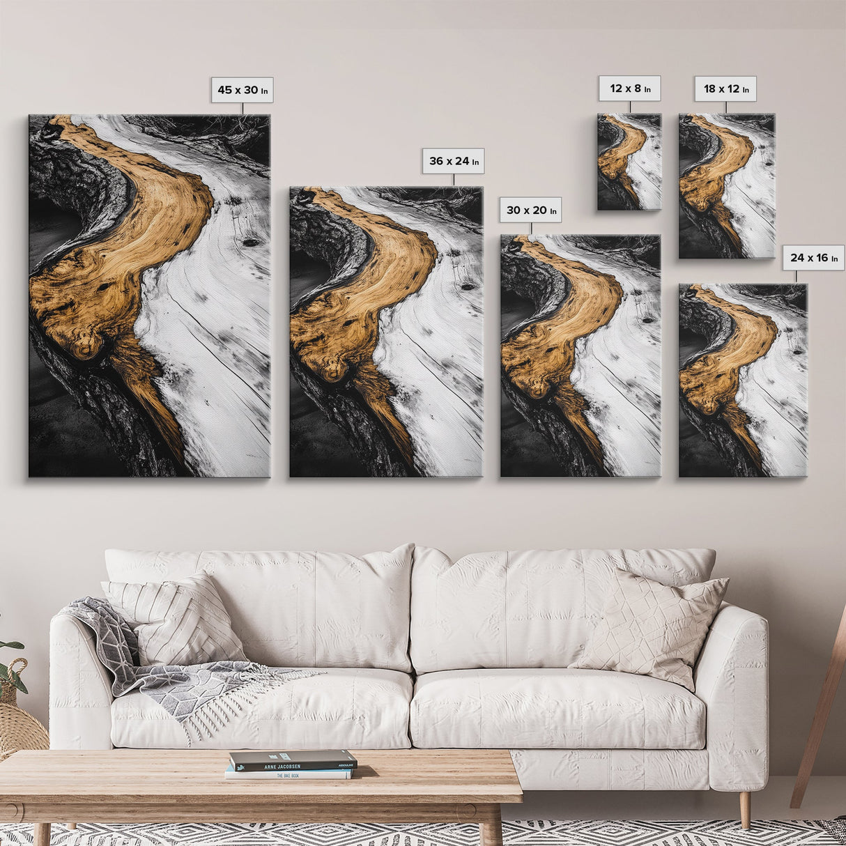 Driftwood, Rustic Nature Art, Framed Canvas Print, Black and White Photography, Earthy Tones, Beach House Decor, Minimalist Home Art
