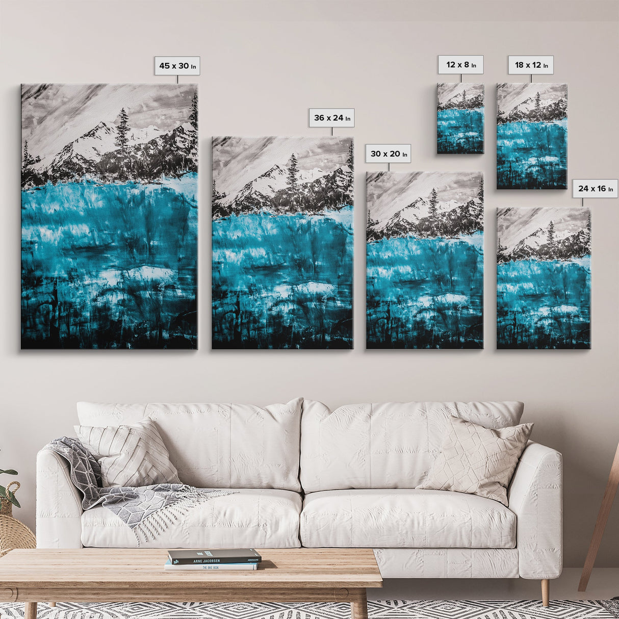 Mountain Lake, Nature Wall Art, Wilderness Art, Outdoor Landscape, Cabin Decor, Black and White Art, Scenic Wall Art, Canvas Print