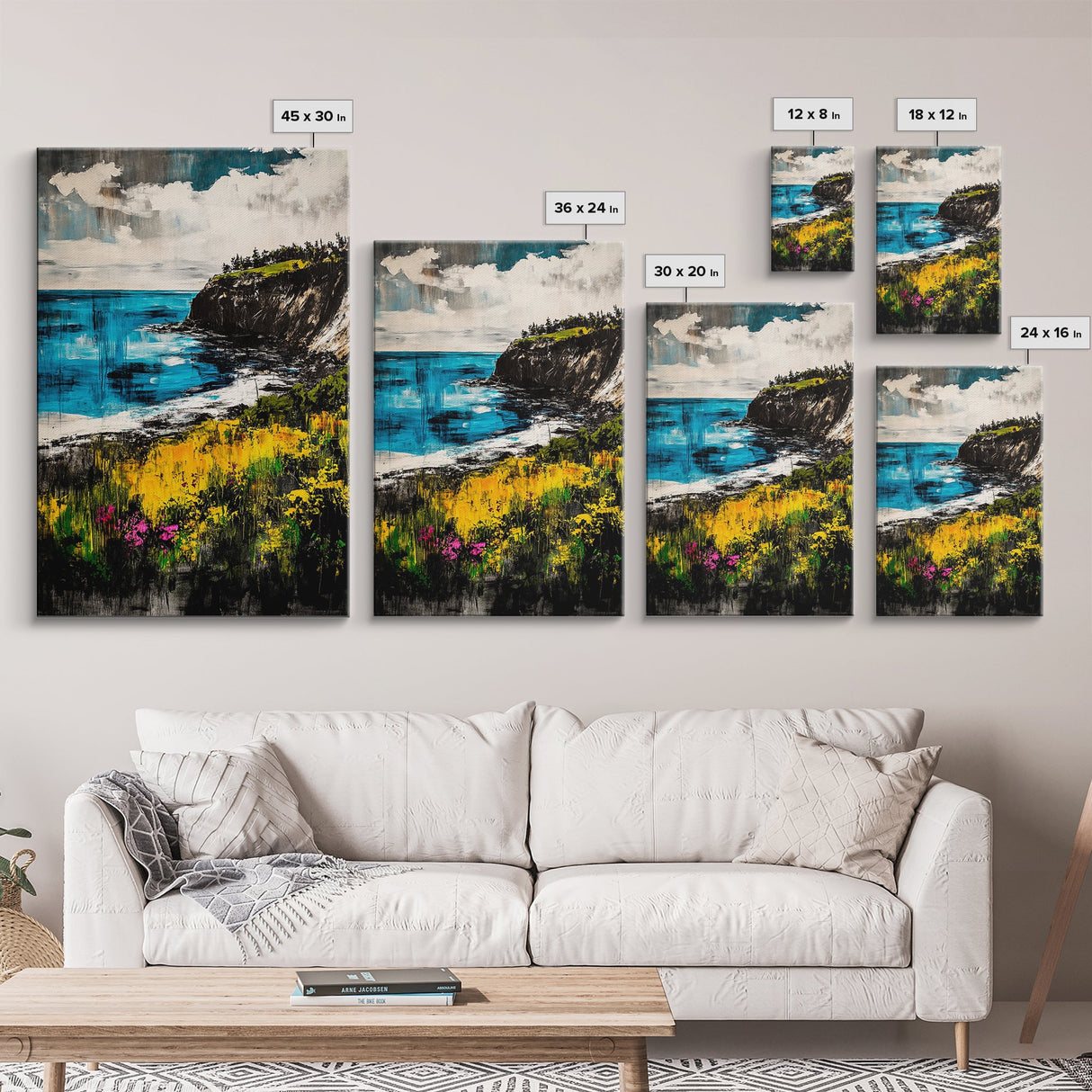 Cliffside View, Ocean Landscape, Coastal Wall Art, Nature Inspired, Scenic Seascape, Tranquil Home Decor, Blue Tones, Canvas Print