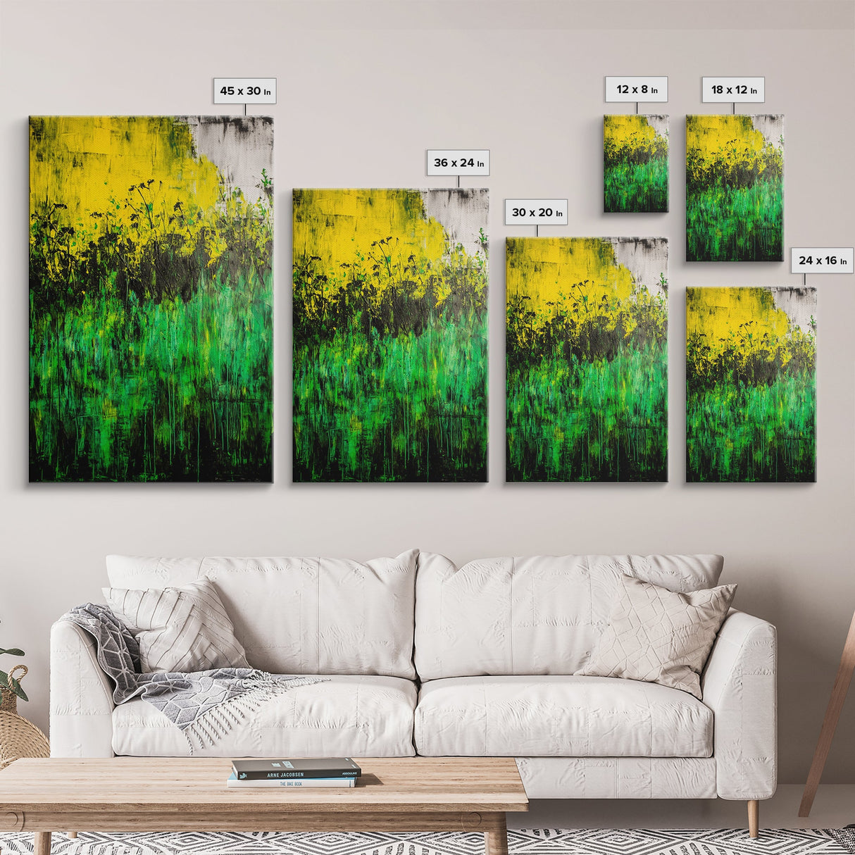 Wildflowers, Green and Yellow, Nature Wall Art, Canvas Print, Boho Art, Botanical Decor, Living Room Art, Earthy Tones, Floral Aesthetic