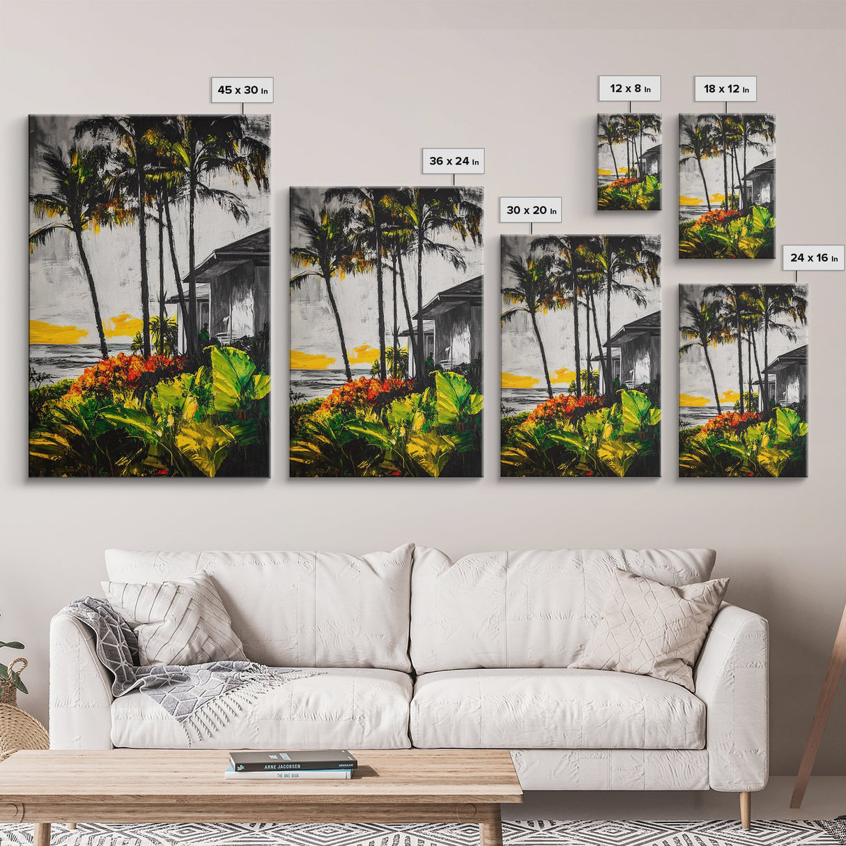 Palm Trees, Beach House, Tropical Sunset, Framed Canvas Print, Coastal Wall Art, Boho Art, Bedroom Wall Art, Vacation Vibes