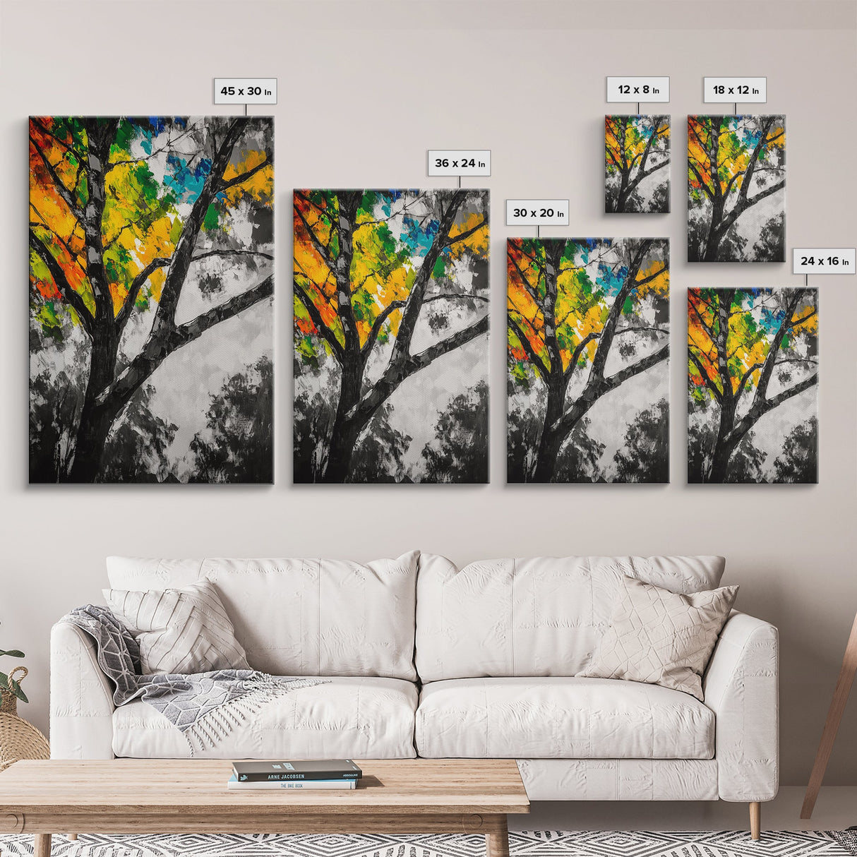 Autumn Tree, Colorful Wall Art, Vibrant Home Decor, Modern Nature Painting, Boho Wall Print, Seasonal Aesthetic, Canvas Print
