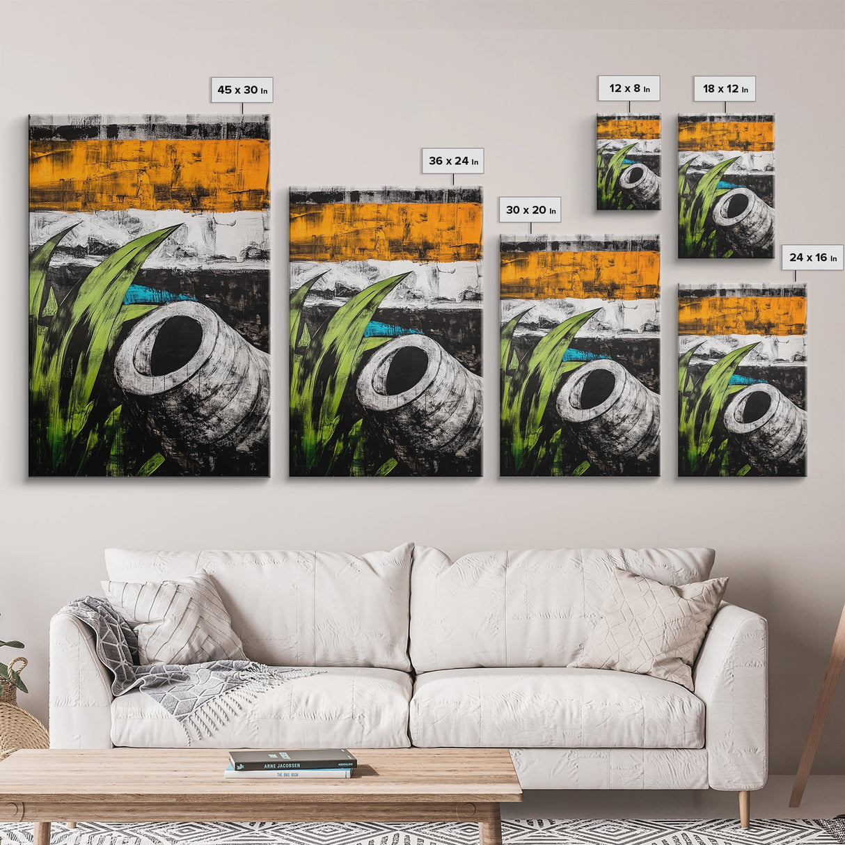 Modern Abstract Art, Black White Orange, Framed Canvas Print, Contemporary Wall Art, Bold Home Decor, Large Painting, Office Wall Art