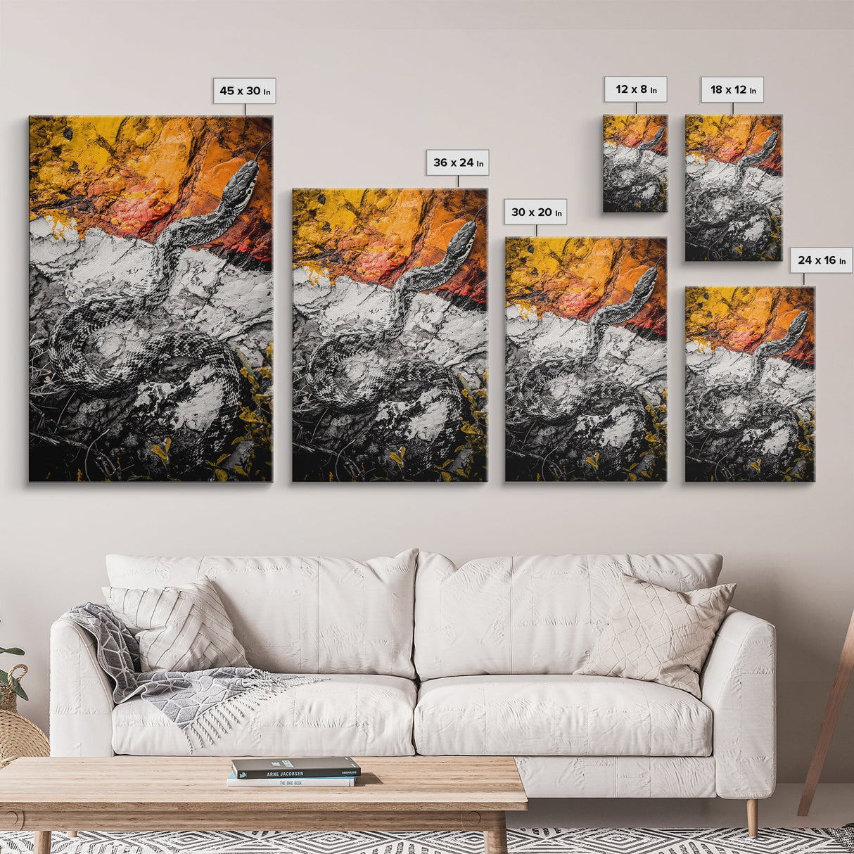 Snake Wall Art, Nature Canvas Print, Wildlife Decor, Rustic Home Art, Black and White Photography, Man Cave Wall Art, Fall Decor