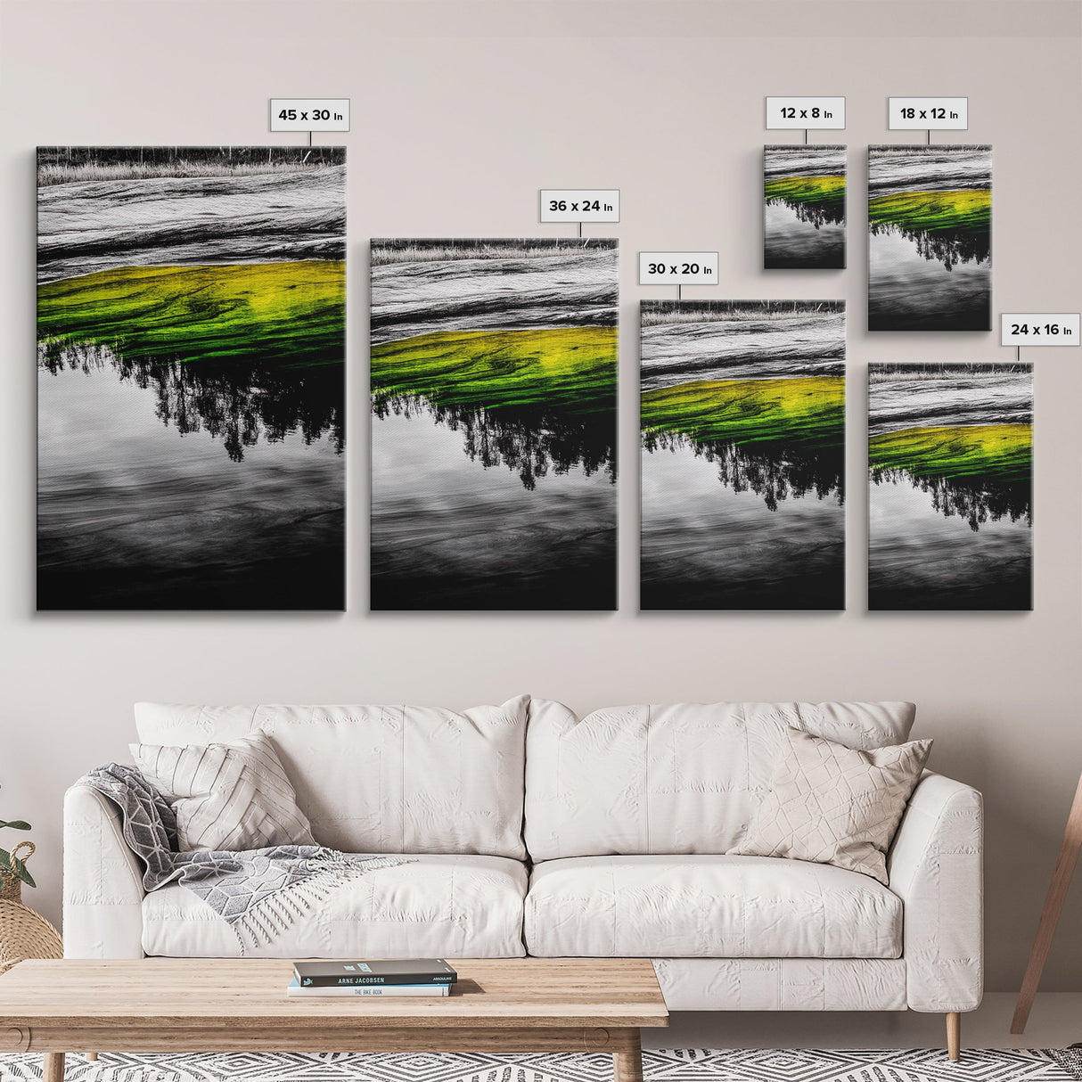 Reflection Art, Water Canvas Print, Nature Inspired Decor, Zen Wall Art, Black and White Photography, Peaceful Home Artwork