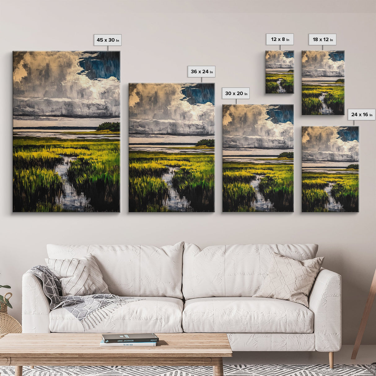 Stormy Marsh, Moody Landscape Art, Coastal Nature Scene, Modern Rustic Decor, Fall Home Wall Art, Framed Canvas Print, Office Artwork