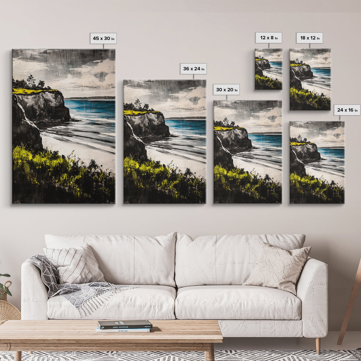 Cliffside View Landscape, Coastal Serenity, Seaside Painting, Nautical Wall Art, Nature Lovers Gift, Relaxing Decor, Framed Canvas Print