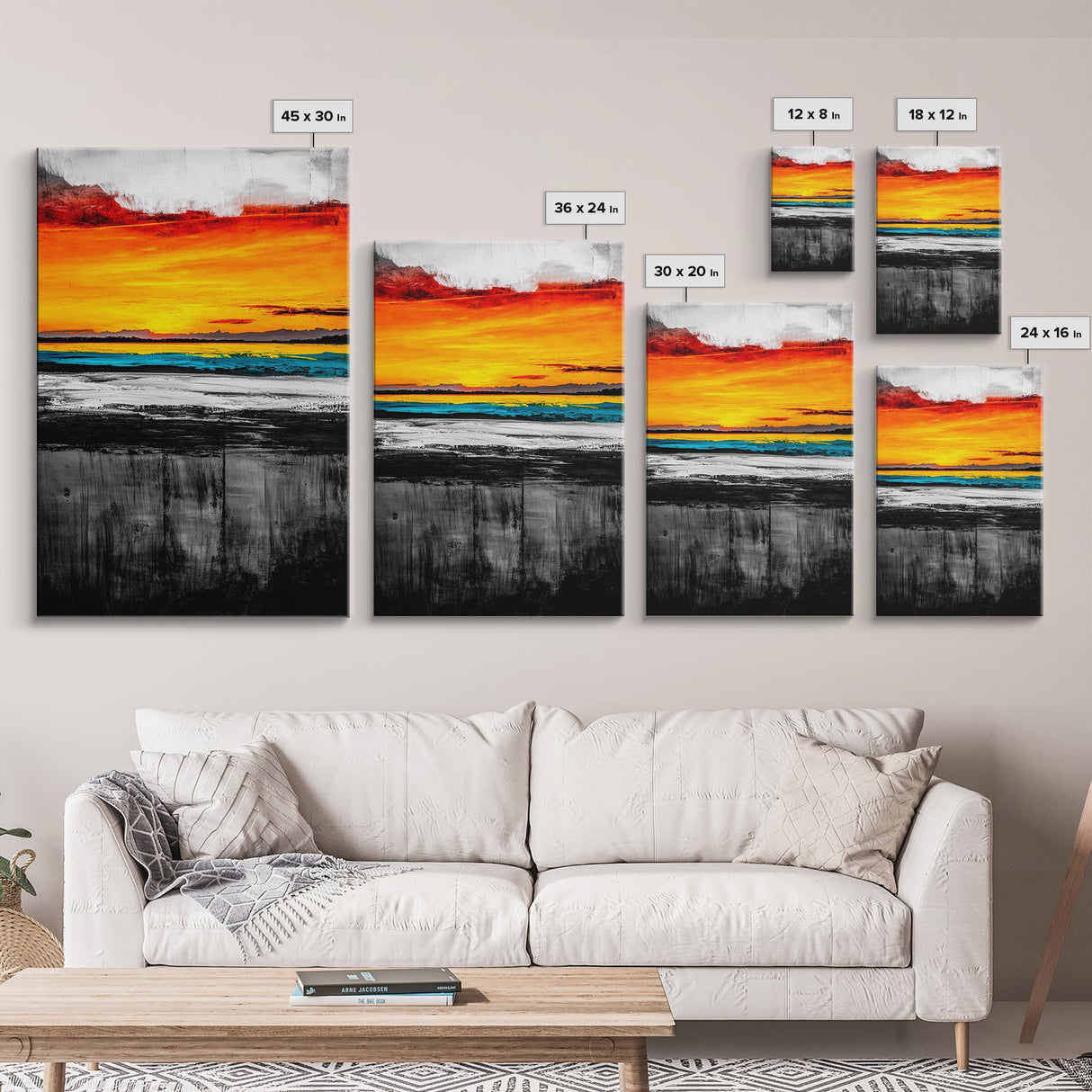 Sunset Reflection, Dramatic Skies, Ocean Scene, Framed Canvas Print, Vibrant Seascape, Living Room Wall Art, Fall Painting, Coastal Decor