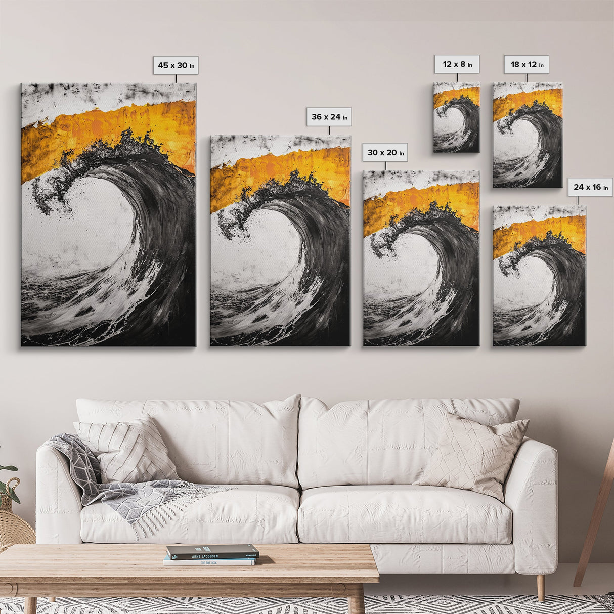 Giant Ocean Wave, Surfer Wall Art, Black and White Beach Print, Coastal Aesthetic, Framed Canvas Print, Ocean Lover Gift, Large Wall Art