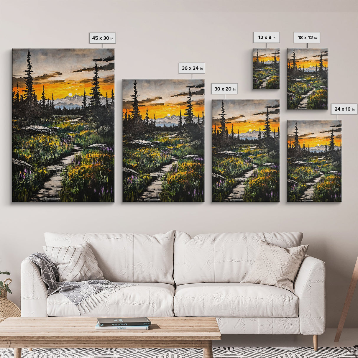 Mountain Sunset, Wilderness Landscape, Nature Wall Art, Outdoor Adventure Print, Framed Canvas Print, Living Room Decor, Cabin Aesthetic