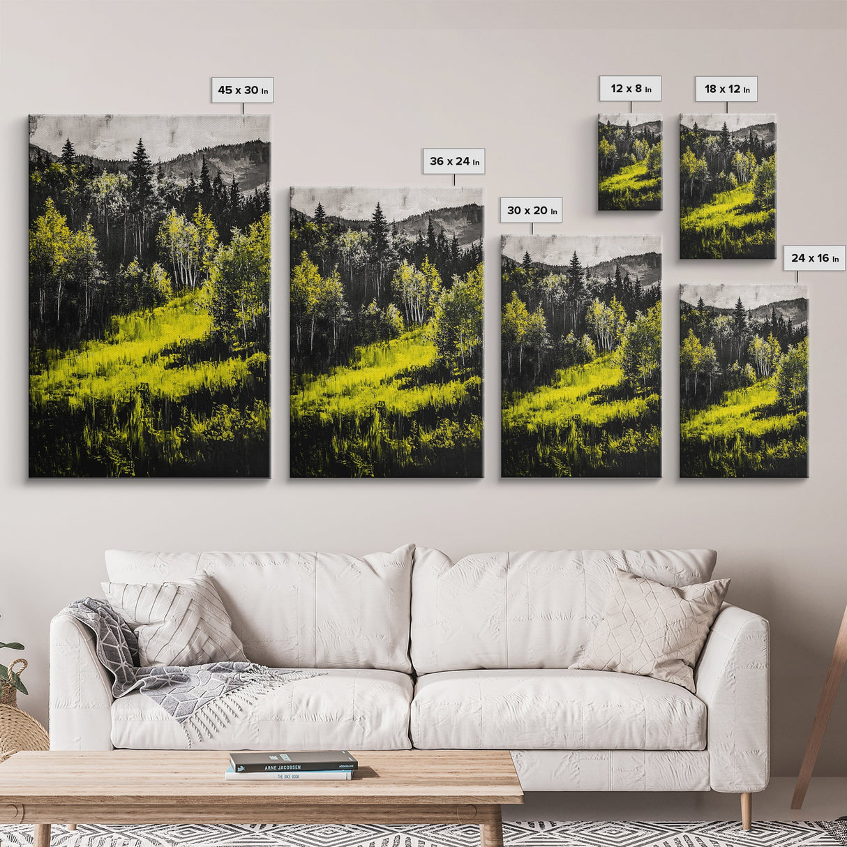 Forest Glow, Golden Trees, Nature Wall Art, Canvas Print, Mountain Landscape, Woodland Scene, Autumn Decor, Cabin Home Style, Moody Tones