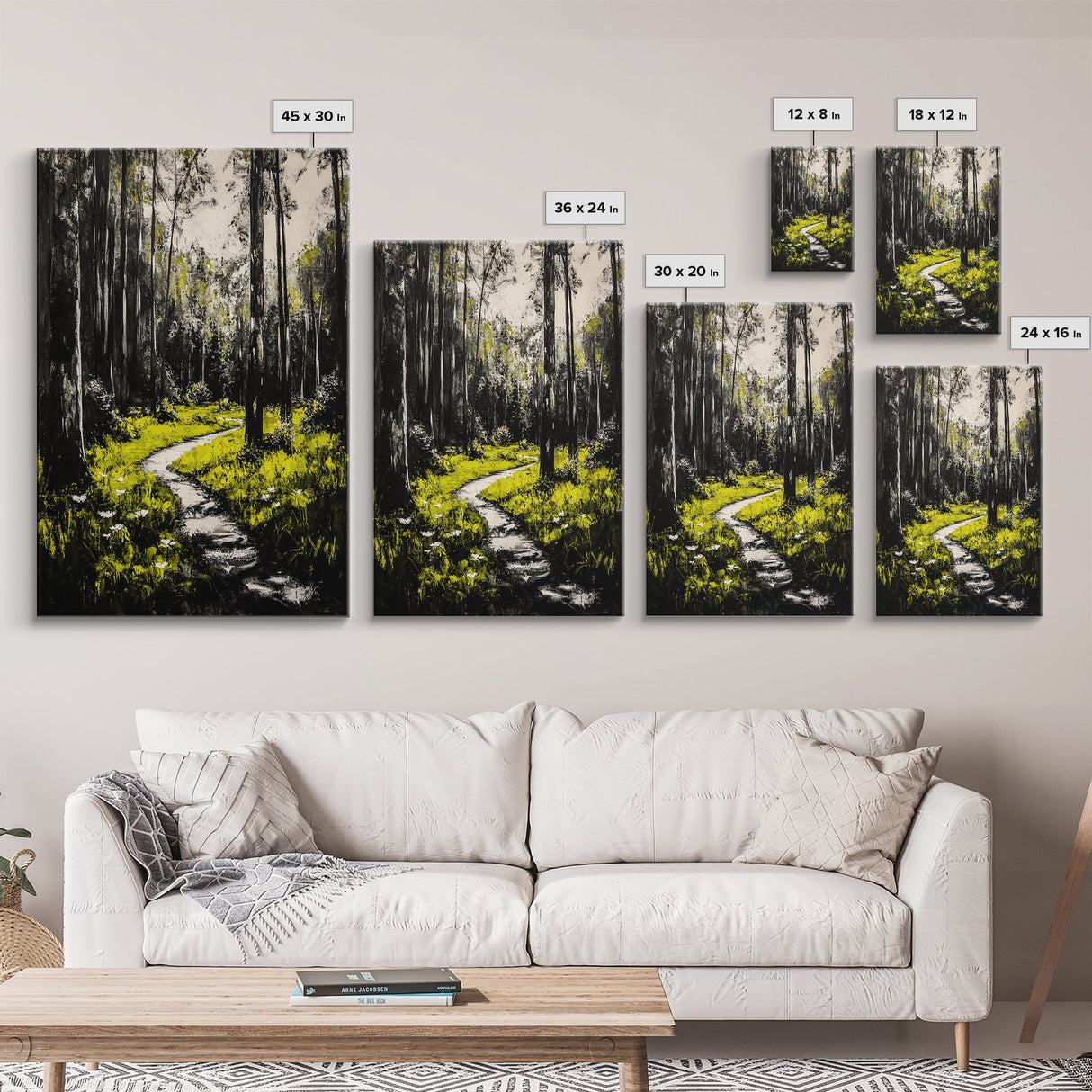 Forest, path, nature, light, Canvas Print, scenic landscape, peaceful art, living room wall art, nature lover gift, modern rustic home decor