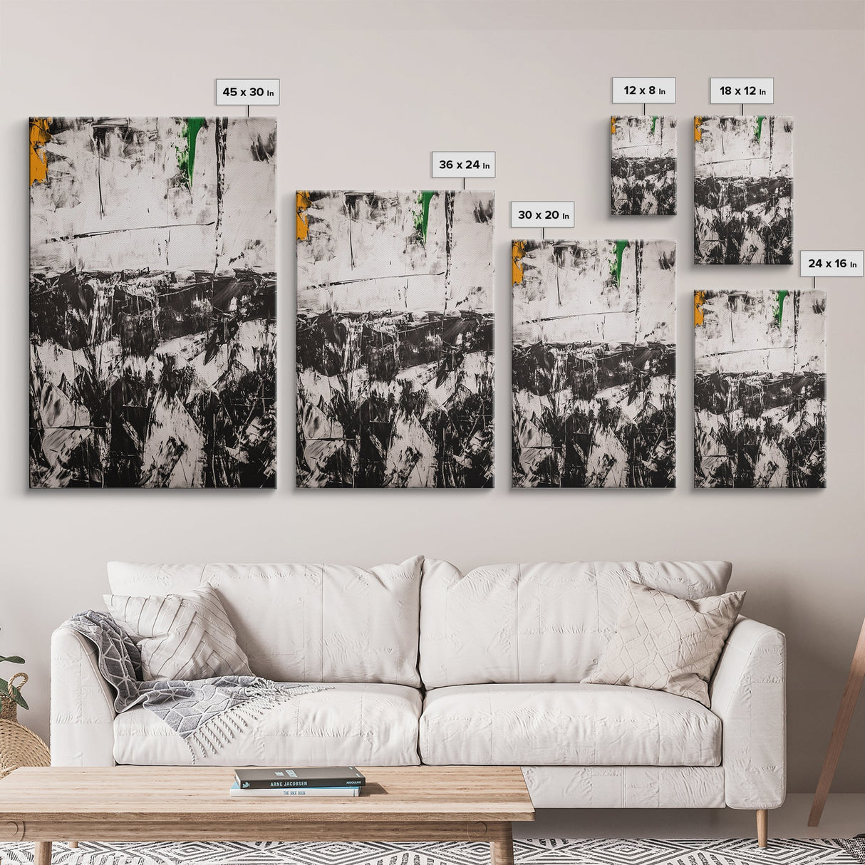 Black and White, Modern Abstract Art, Minimalist Canvas Print, Large Wall Art, Neutral Home Decor, Contemporary Office Artwork