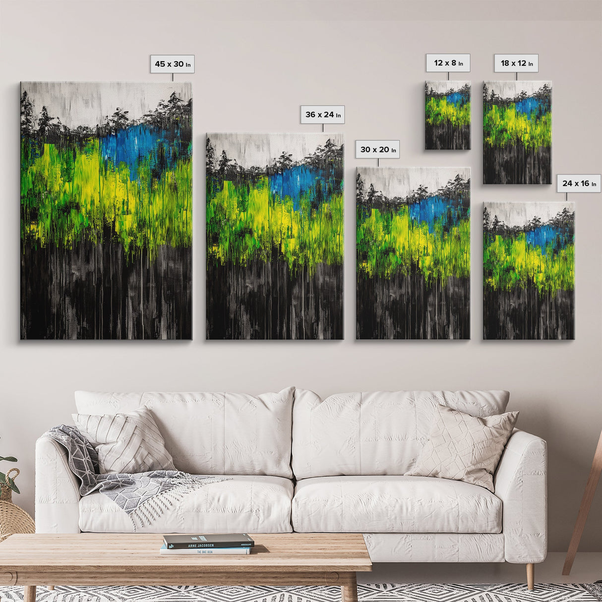 Vibrant Forest, Green Abstract, Textured Landscape, Framed Canvas Print, Boho Wall Art, Nature Inspired, Eclectic Home Decor