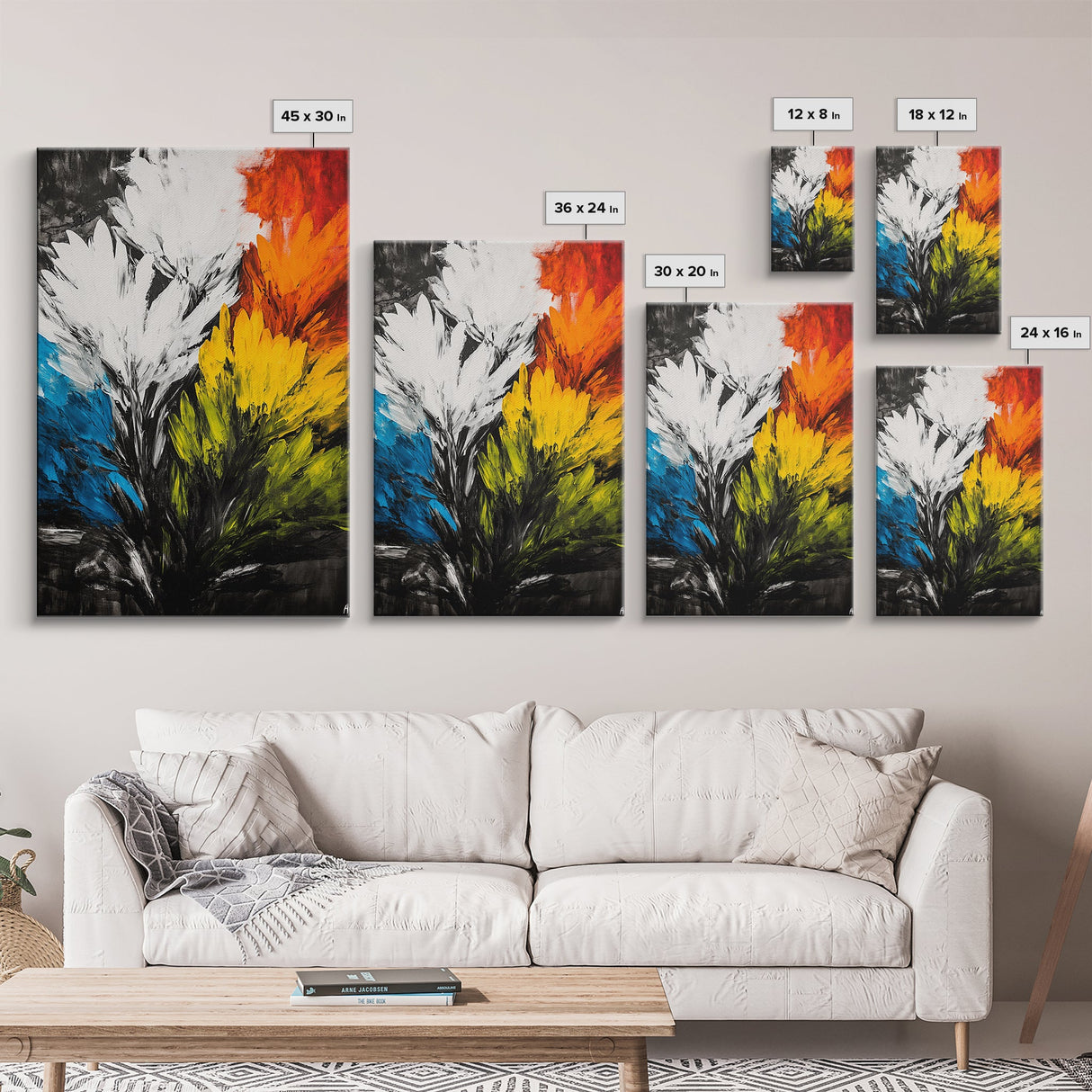 Abstract Floral Art, Expressionist Print, Flower Wall Decor, Modern Botanical Artwork, Vibrant Home Aesthetic, Framed Canvas Print