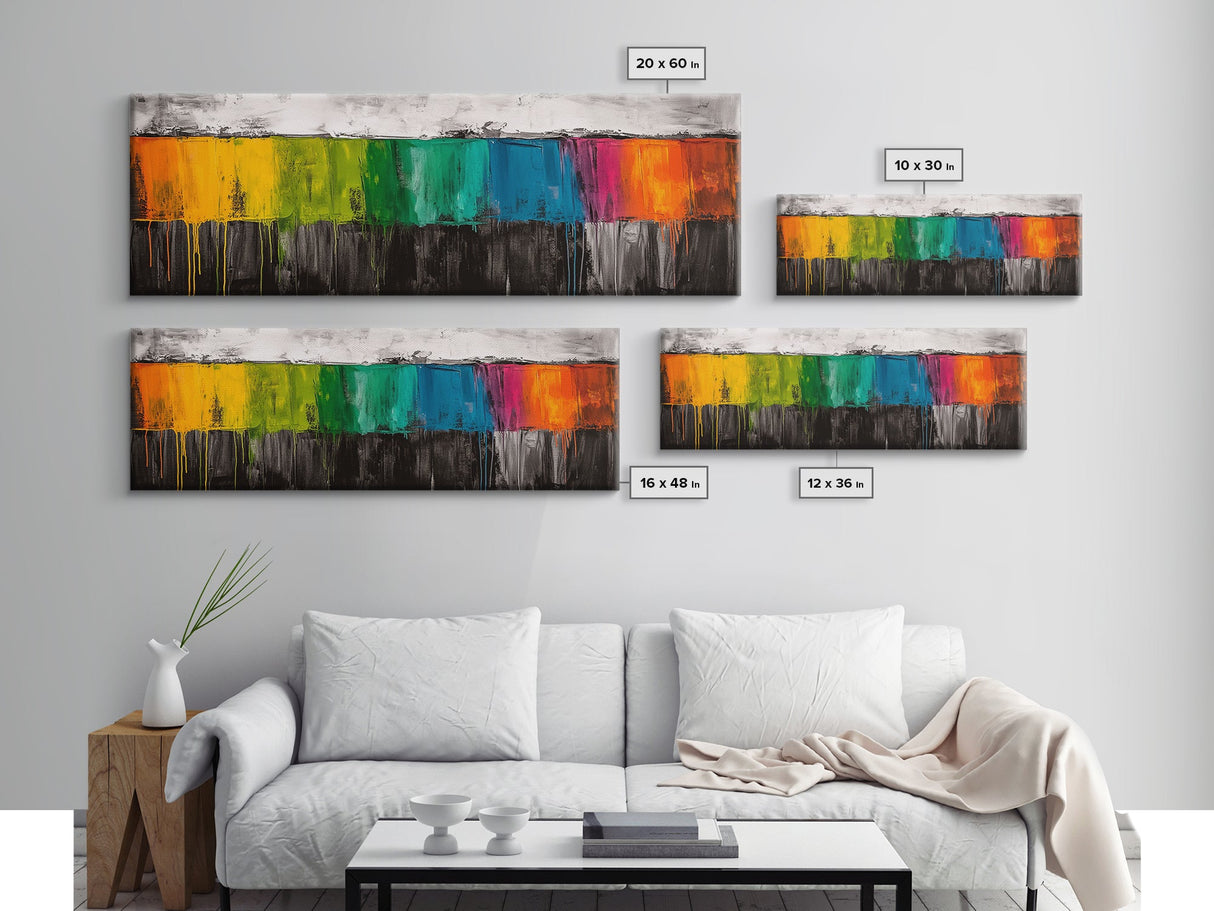 Dripping Paint Abstract, Vibrant Color Art, Modern Expressionist Painting, Bold Wall Art, Framed Canvas Print, Office Wall Decor