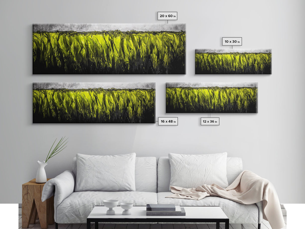 Seaweed Motion, Ocean Canvas Print, Coastal Wall Art, Minimalist Abstract, Green Sea Art, Nature Inspired, Modern Decor, Living Room Art
