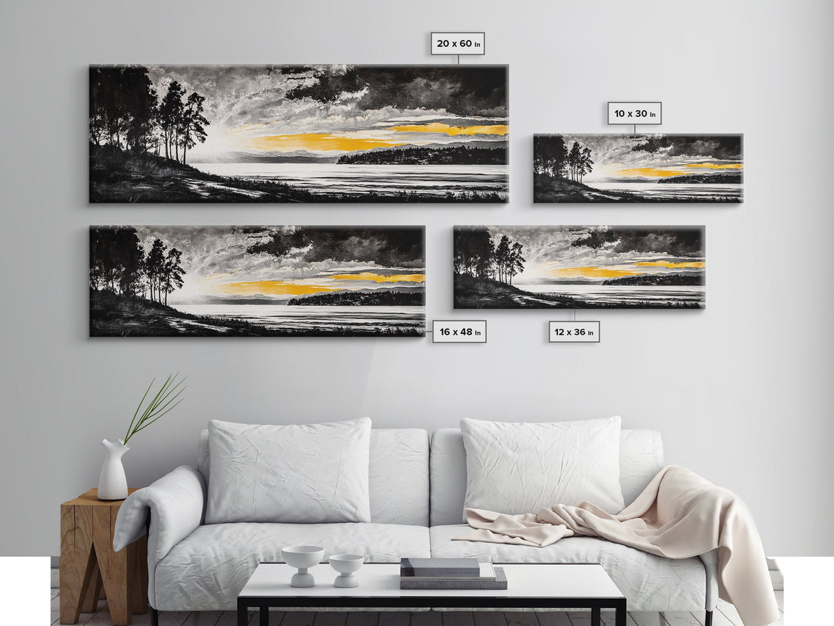 Sunset Landscape Art, Moody Sky Print, Nature Wall Decor, Mountain View Artwork, Rustic Home Decor, Warm Tones, Canvas Print