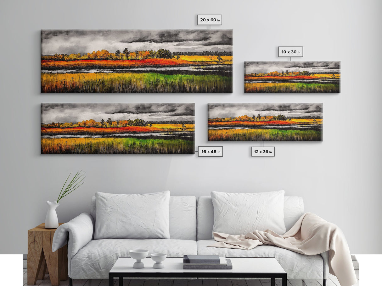Fall Fields, Autumn Trees, Golden Landscape, Countryside Art, Framed Canvas Print, Farmhouse Wall Art, Rustic Home Decor, Harvest Scene