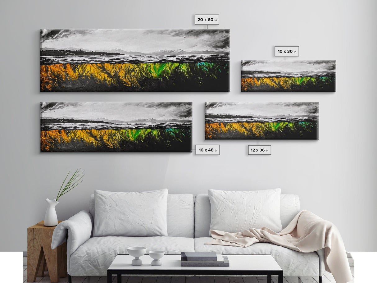 Vibrant Seaweed, Ocean Depths, Underwater Wall Art, Canvas Print, Coastal Living Decor, Abstract Marine Painting, Dining Room Art