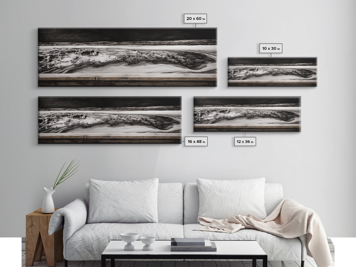 Monochrome, Ocean Waves, Black and White, Canvas Print, Dramatic Seascape, Modern Wall Art, Bedroom Decor, Large Wall Art, Minimalist Art