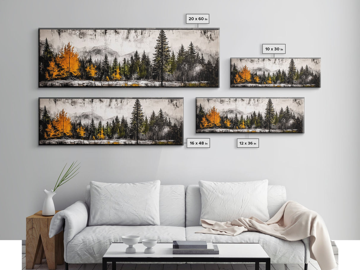 Autumn Forest, Mountain Landscape, Framed Canvas Print, Fall Wall Art, Nature Decor, Rustic Home Art, Modern Cabin Print, Office Art