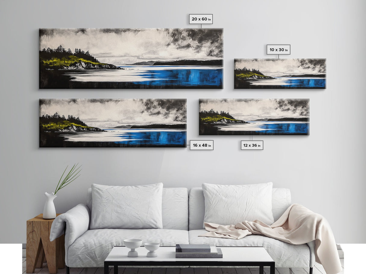 Dramatic Seascape Art, Black and White Ocean Painting, Moody Landscape Print, Nautical Wall Decor, Modern Home Art, Framed Canvas Print