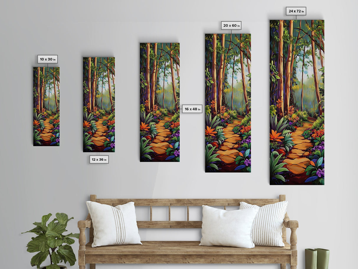 Jungle Path, Forest Walk, Tropical Garden Landscape Art, Lush Nature Wall Decor, Bedroom or Entryway Accent, Framed Canvas Print