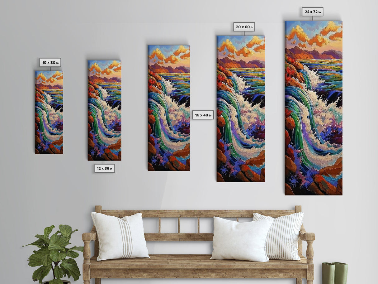 Waterfall River, Nature, Flow, Framed Canvas Print, Bold Landscape Wall Art, Nature Inspired Decor, Bathroom or Office Accent Art