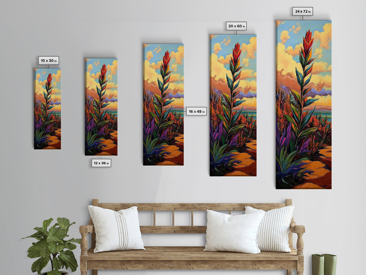 Plant Sunset, Southwest, Desert, Canvas Print, Boho Living Room Decor, Colorful Botanical Wall Art, Desert Vibes, Earthy Tones Painting