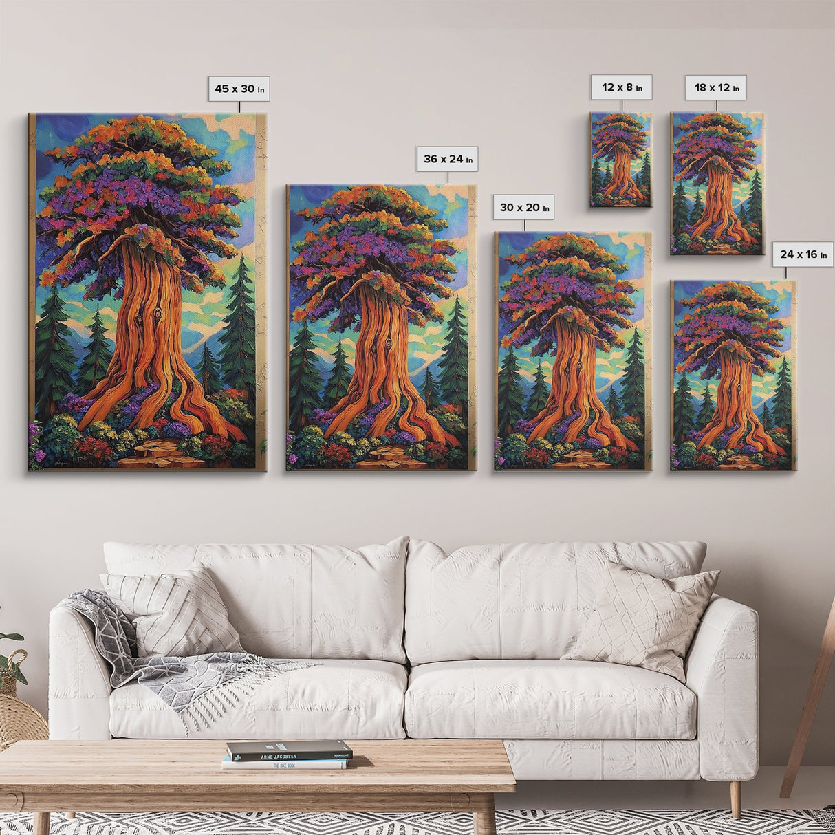 Tree Forest, Fantasy, Nature, Framed Canvas Print, Enchanted Woodland Wall Art, Kids Room or Nature Lover Gift, Boho Forest Decor