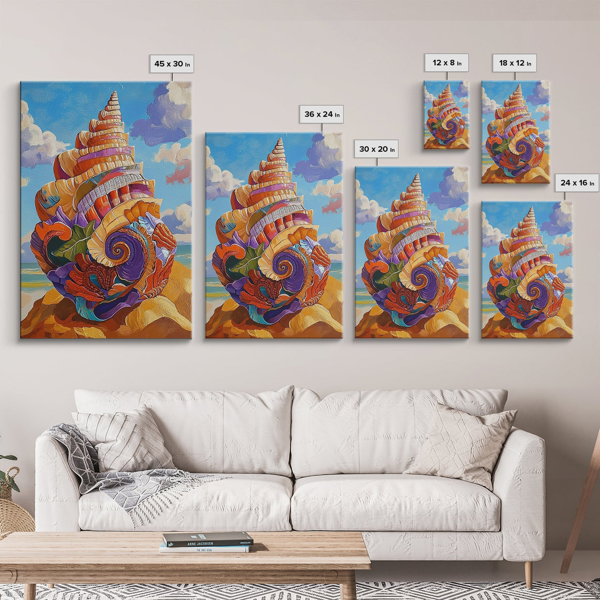 Seashell Swirl, Nautical Shell, Coastal Colors, Beach Dreams, Framed Canvas Print, beach house decor, shell wall art, ocean lover gift