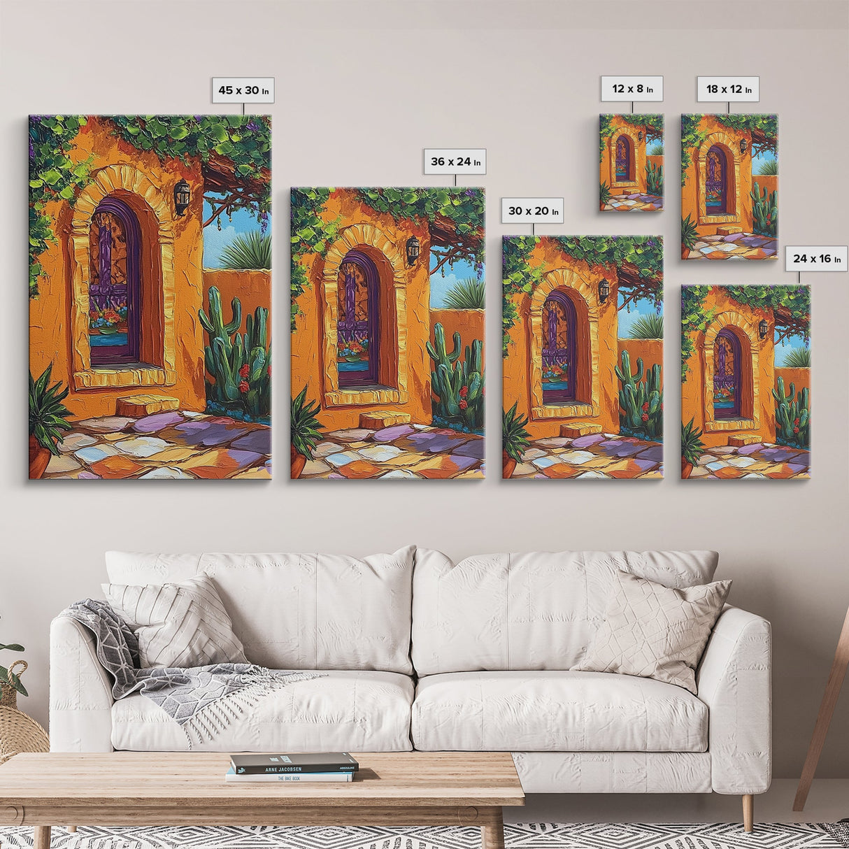 Spanish Doorway Scene, Rustic Home Art, Desert Vibes, Warm Entryway Decor, Framed Canvas Print, Southwestern Kitchen Wall Art