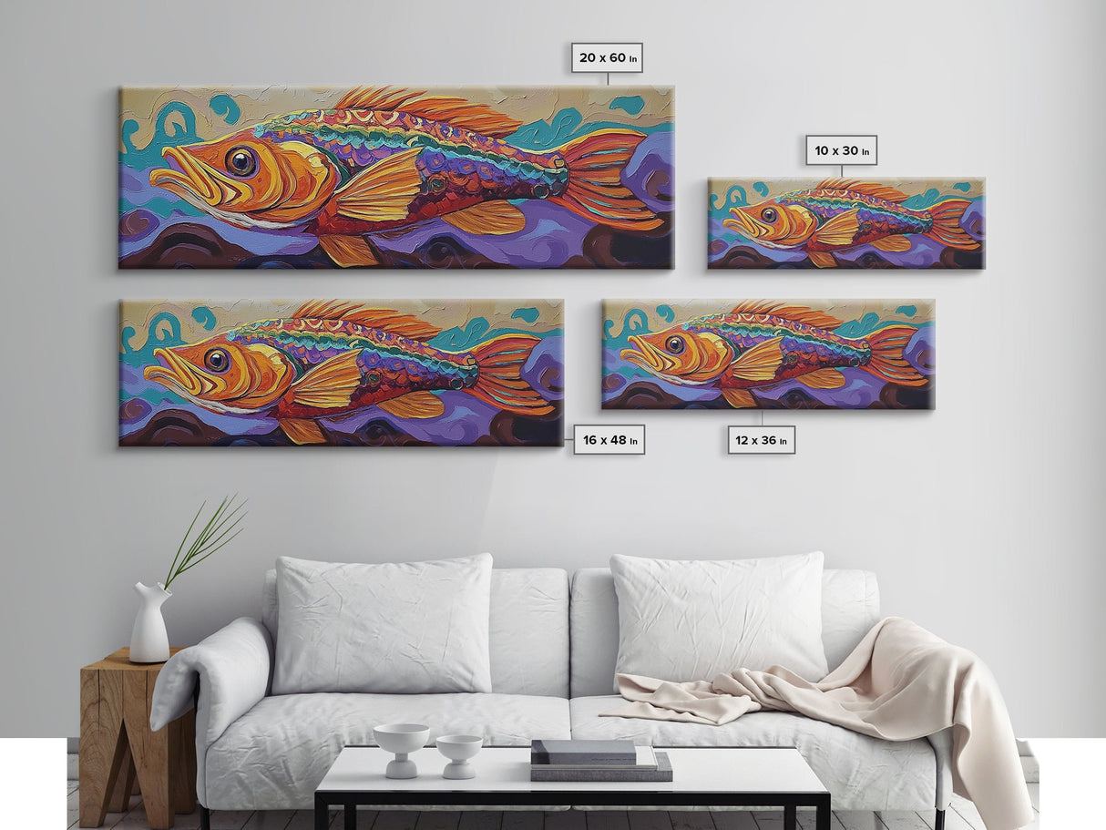 Tropical Fish Painting, Vibrant Ocean Life, Canvas Print, Coastal Kitchen Wall Art, Underwater Theme Decor, Boho Beach Art