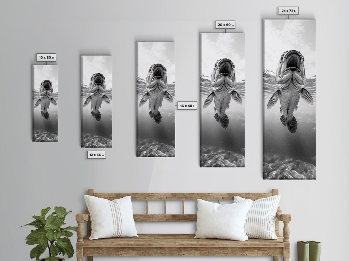 Underwater Fish, Marine Life, Ocean Perspective, Bold Wildlife, Aquatic Beauty, Framed Canvas Print, Kids Room Wall Art, Nautical Style Decor