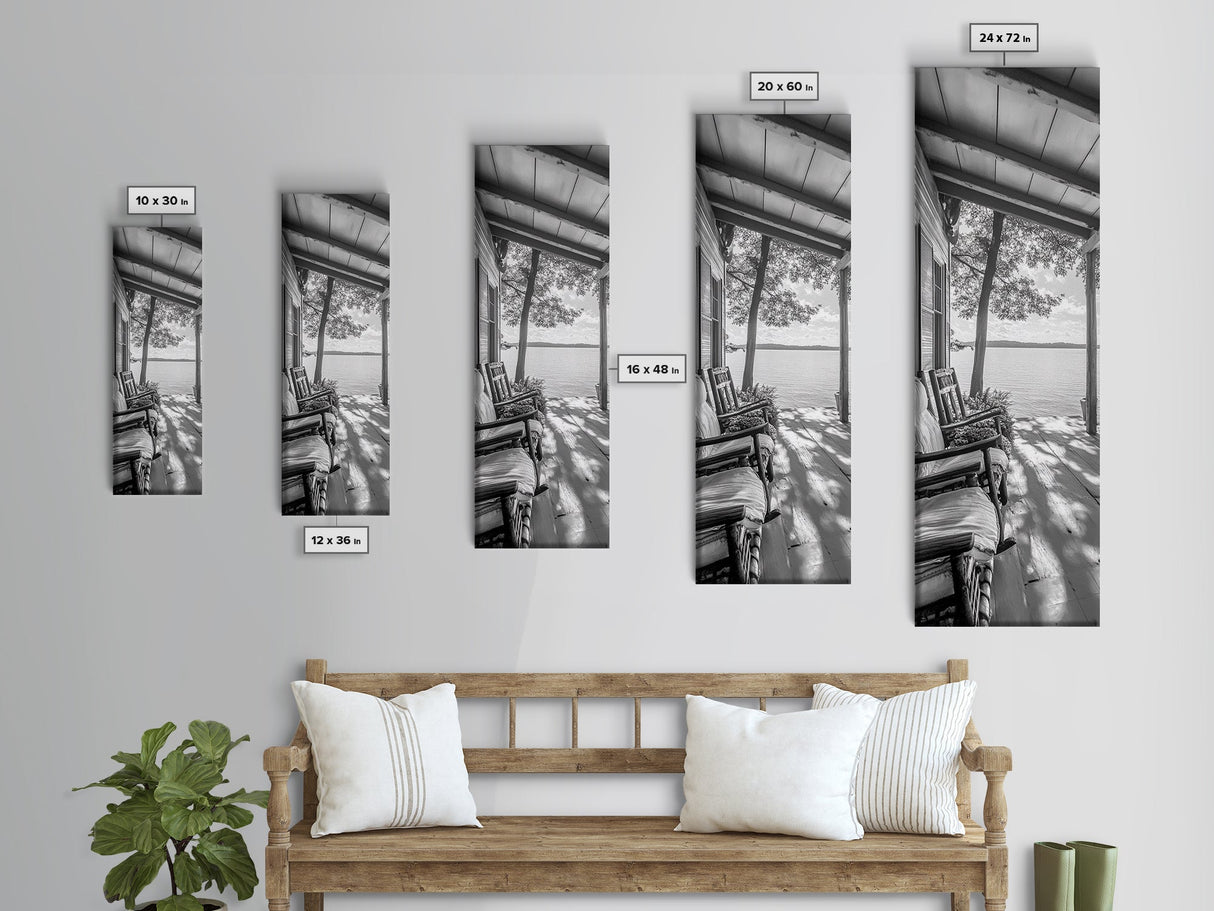 Lake Porch View, Rustic Charm, Cabin Vibes, Relaxing Nature Scene, Framed Canvas Print, Farmhouse Decor, Cozy Living Room Wall Art, Lakehouse Art