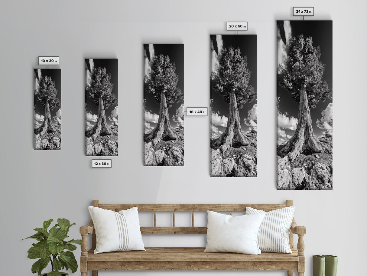 Majestic Tree, Nature Power, Earth Energy, Black White Art, Framed Canvas Print, Modern Rustic Decor, Cabin Wall Art, Tree Lover Gift