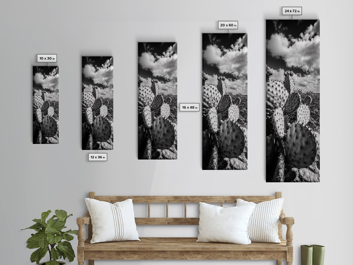 Desert Cactus Closeup, Prickly Pear Focus, Bold Nature Decor, Framed Canvas Print, Southwestern Kitchen Decor, Living Room Art