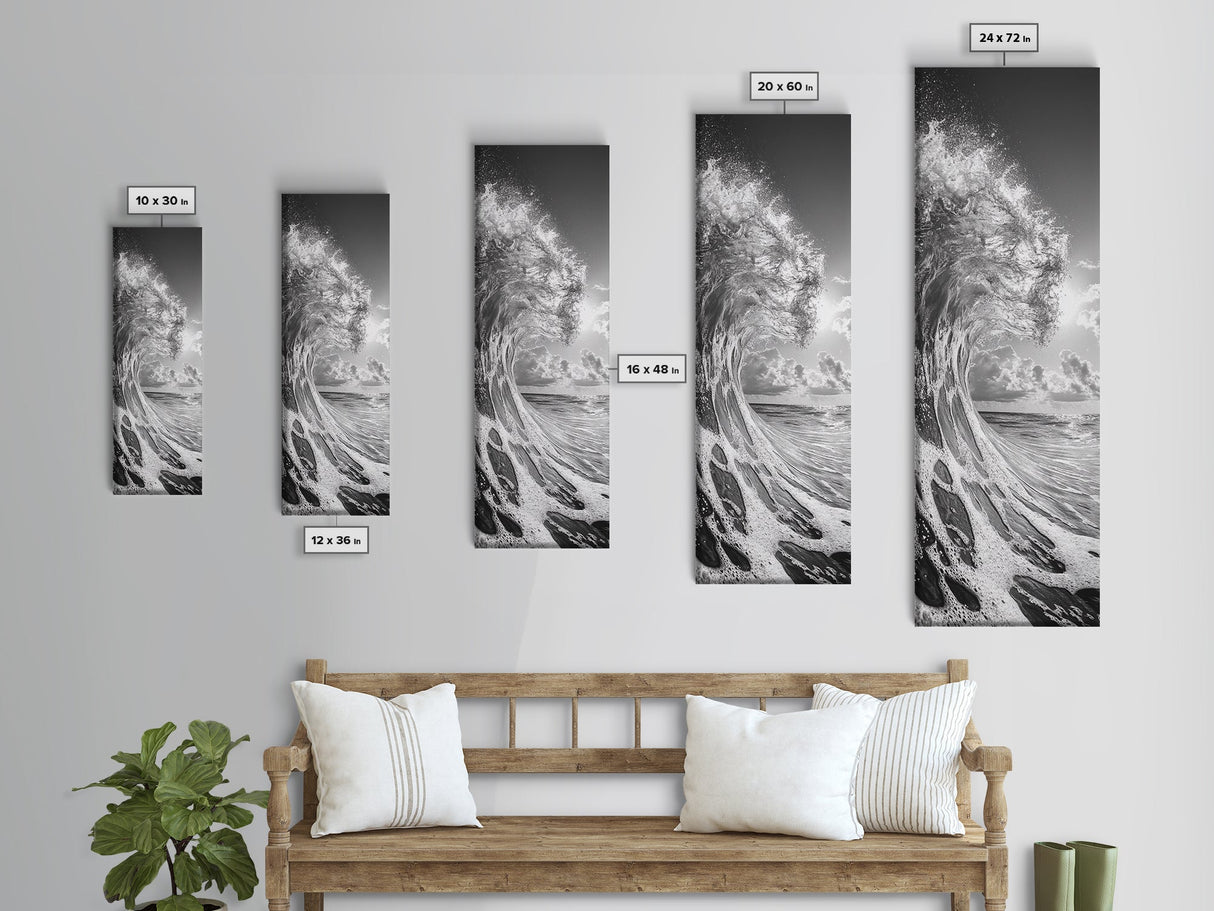 Ocean Wave, Splash Art, Dramatic Sea, Framed Canvas Print, Surfer Gift, Beach House Decor, Dynamic Water Scene, Nature Photography
