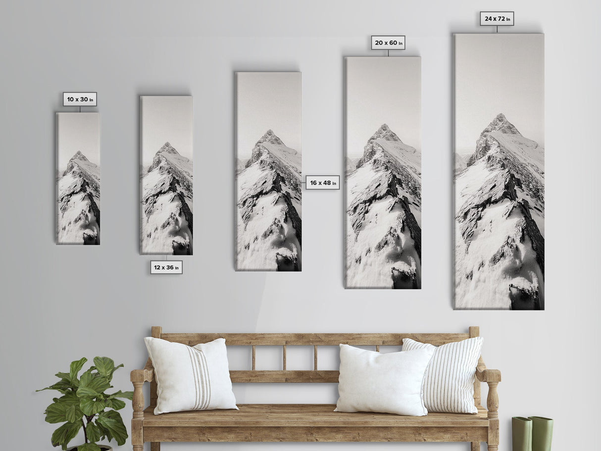 Alpine Peak, Snow Summit, Rugged Path, Canvas Print, Adventure Wall Decor, Minimalist Nature Art, Winter Landscape Photography