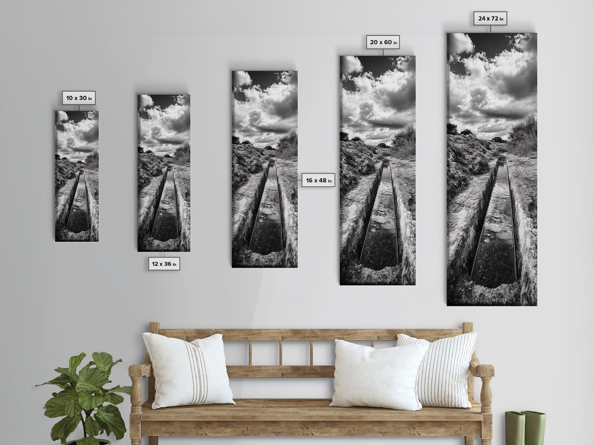 Stone Water Channel, Ancient Pathway Art, Moody Landscape Photography, Historical Wall Decor, Study or Hallway Accent, Canvas Print