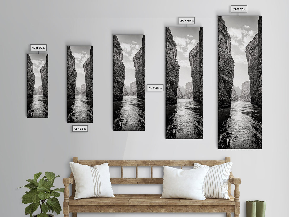 Canyon River, Desert Passage, Rugged Cliffs, Adventure Scene, Framed Canvas Print, Western Wall Art, Office Art, Den Nature Decor