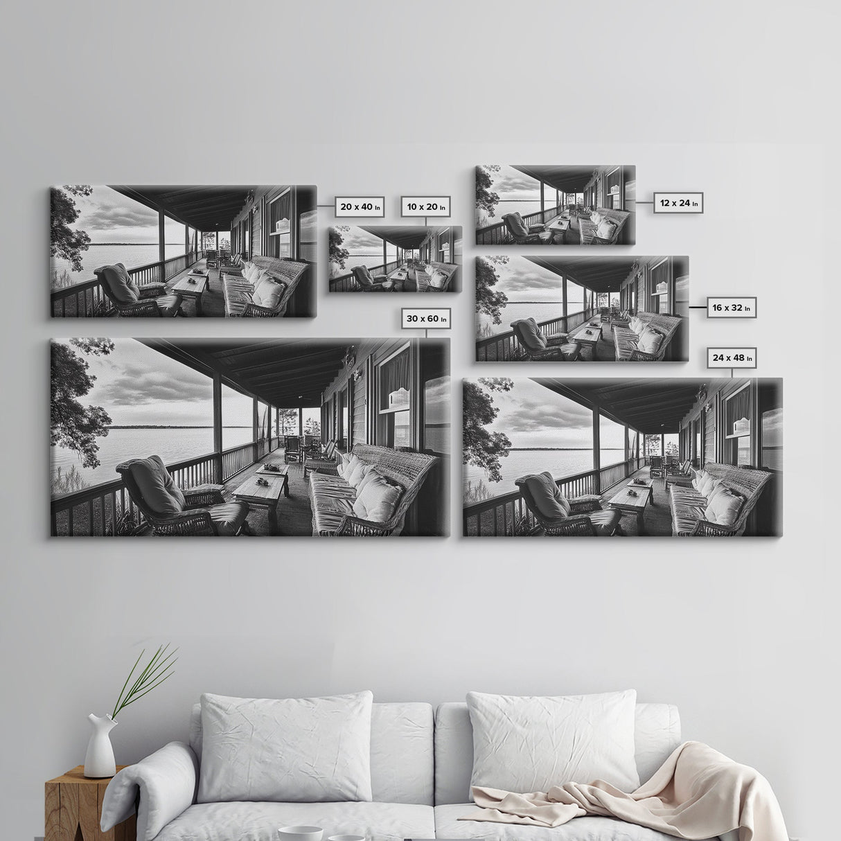 Porch Lake View, Rustic Escape, Cabin Life, Vintage Charm, Framed Canvas Print, Entryway Wall Art, Country Home Aesthetic, Cozy Style