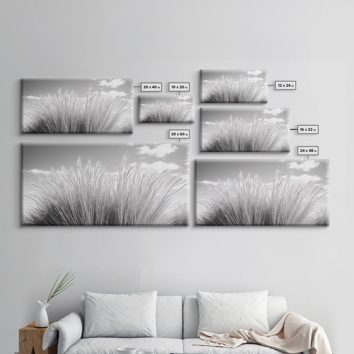 Windswept Grasses, Nature Wall Decor, Prairie Minimalist, Field Botanical Print, Canvas Print, Kitchen Wall Art, Soft Fall Farmhouse Style